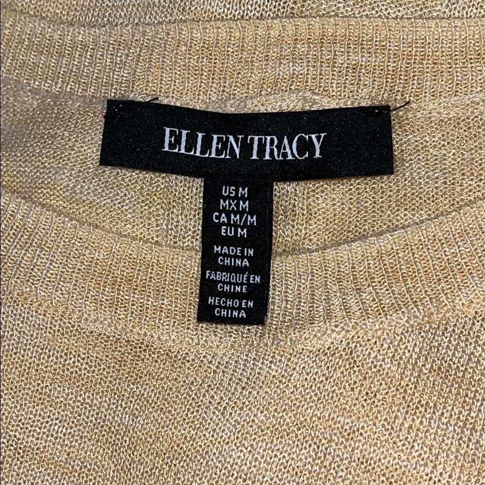 Ellen Tracy Round Neck Dolman Short Sleeve Blouse in Golden Peach Size Medium - Picture 7 of 8